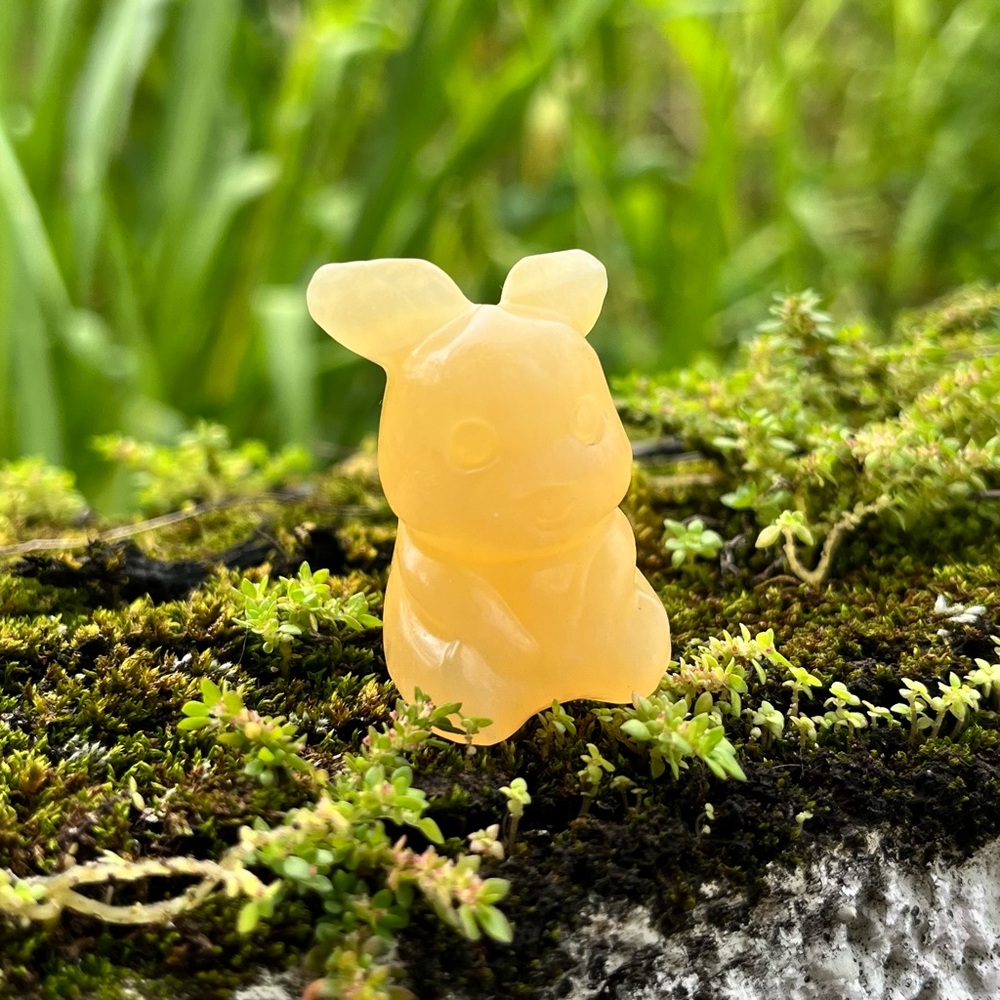 Yellow Calcite Pikachu Carving Crystal